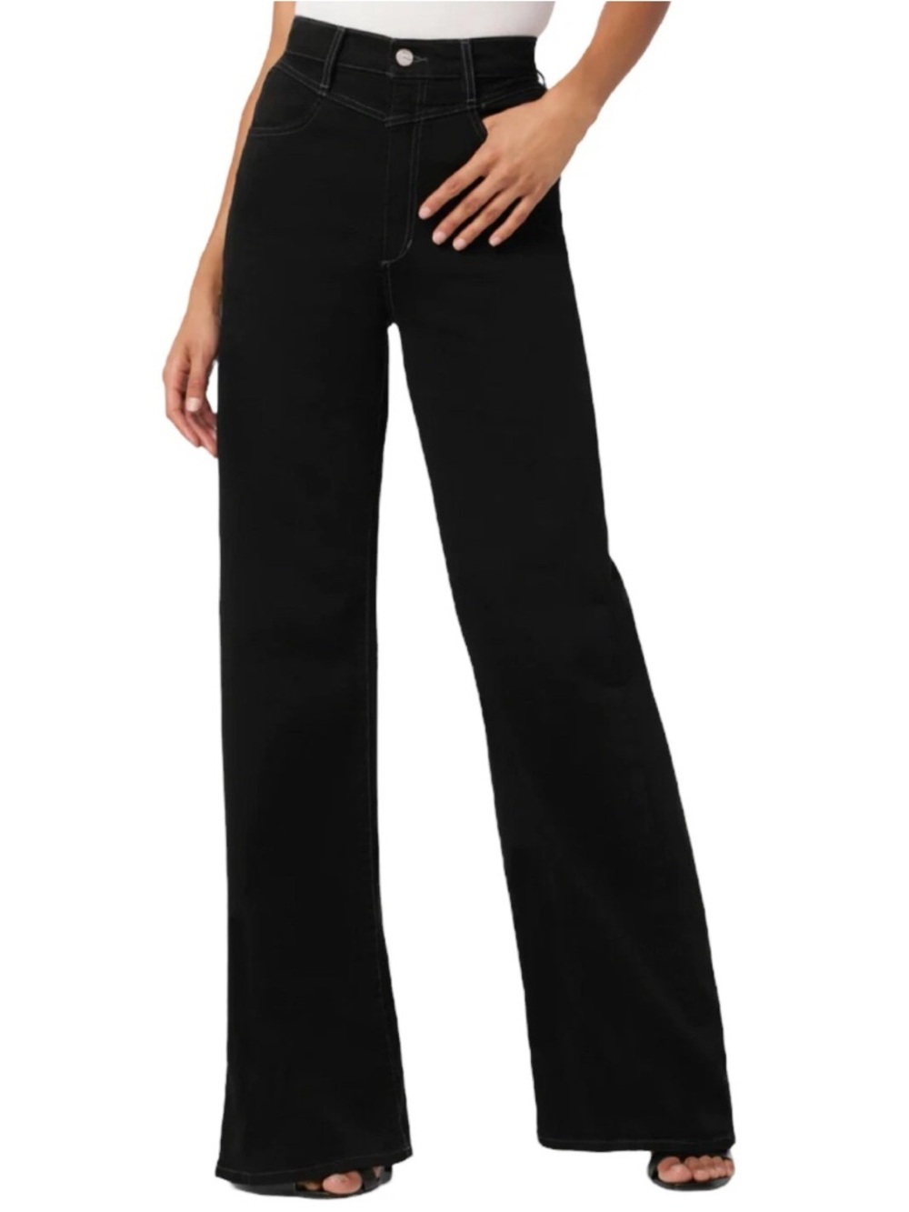 Joe’s Jeans Black The Goldie Lament Flare Wide Leg Palazzo Jeans Retro Size 26